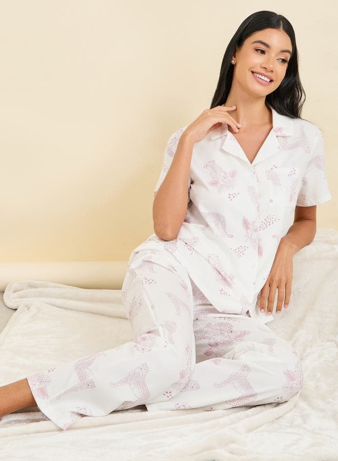 Jaguar Animal Print Shirt And Pyjama Set