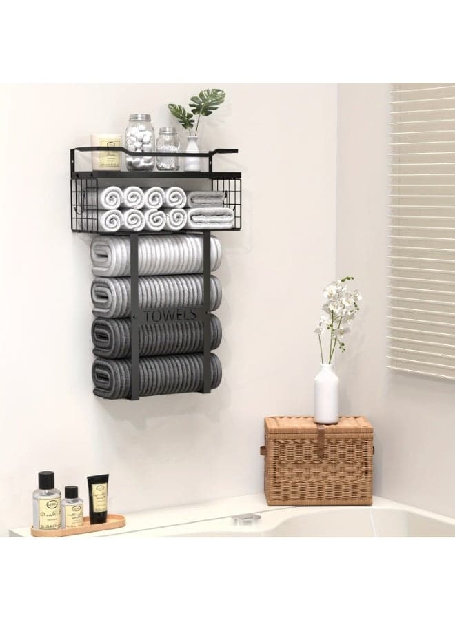 Wall-Mounted Bathroom Towel Rack - Bathroom Storage Shelf Set (Installed Above The Toilet), Roll Towel Layer Storage Rack, Vertical Shelf (Suitable for Small Bathroom Decor)