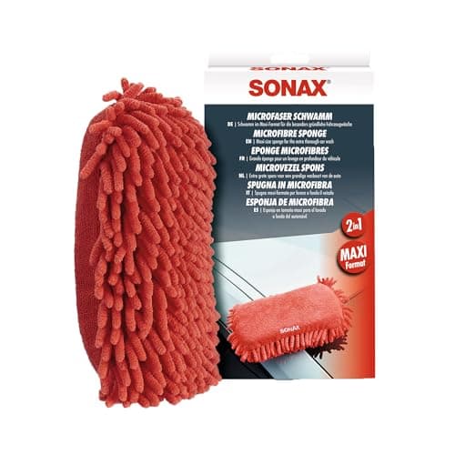 SONAX Microfiber Wash Sponge ScratchFree Car Wash Sponge UltraSoft Microfiber High Suds Absorption Safe for Paint Clear Coat