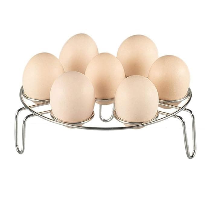 Keshmart Stainless Steel Egg Steamer Rack Multipurpose Heatproof Stackable 7 Holes Stand for Pot Accessories and Pressure Cooker Pans steam boiling