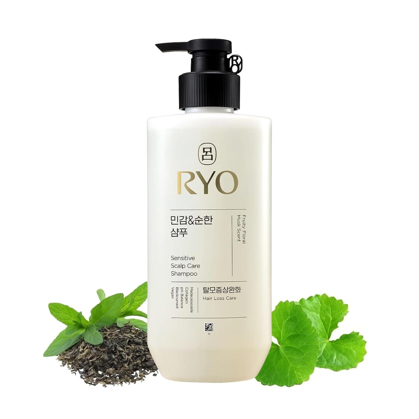 RYO Sensitive Scalp Care Shampoo with Korean Ginseng & Caffeine - Soothing and Relief for All Hair Type, Anti Loss Care, Dermatologist Tested, 16.2 Fl Oz.
