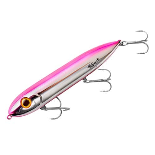 Heddon Super Spook Topwater Fishing Lure for Saltwater and Freshwater, Chrome/Pink, Super Spook (7/8 oz)