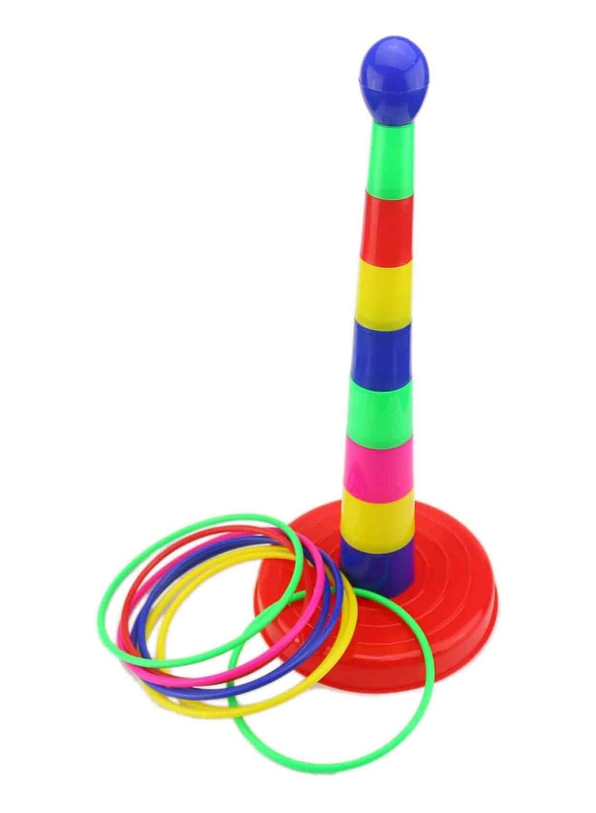 Kids Ring Toss Game Set – 34cm Colorful Plastic Ring Throw Toy for Indoor & Outdoor Play | Fun Coordination & Target Game for Children | Family Garden Toss Game for Boys & Girls | Sports Activity Toy for Preschool, Parties & Learning Play