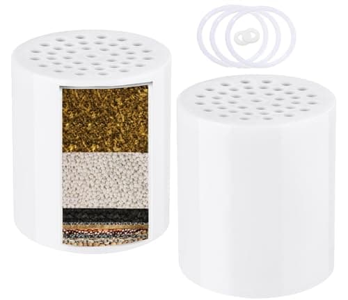 Heavy Duty Shower Filter Replacement Cartridge 2 Pcs, Shower Head Filter Refill Cartridge, for Hard Water Chlorine Heavy Metal Impurity, Improve Skin Hair, Fit Any Similar Design Shower Water Filter