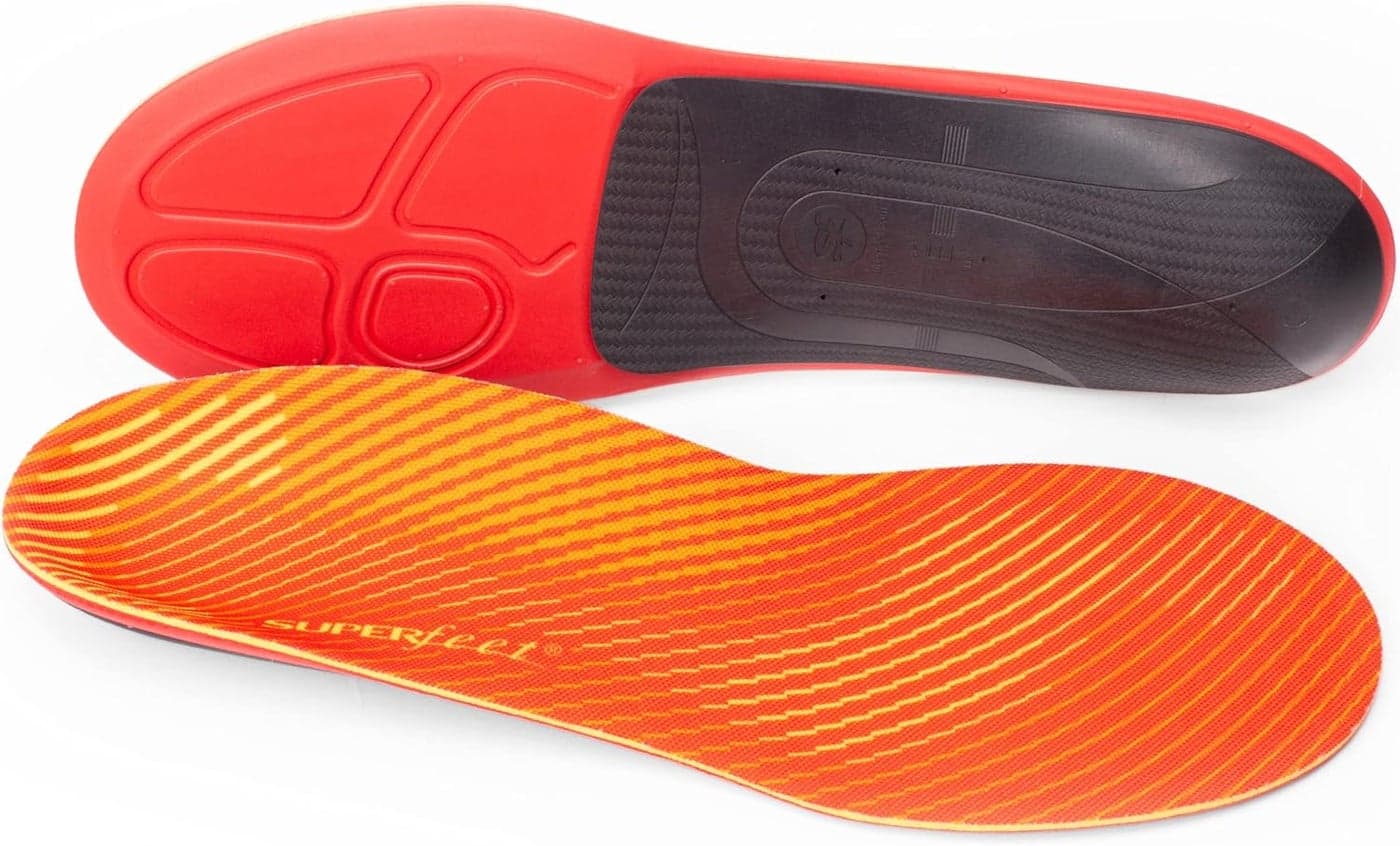 Superfeet Run Pain Relief Insoles - Trim-To-Fit Foam & Carbon Fiber Shoe Inserts - High Arch Support for Plantar Fasciitis - Professional Grade - 2.5-5 Men / 4.5-6 Women