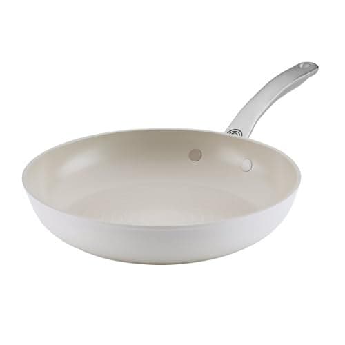 Circulon Halo with LaserDefense Ceramic Nonstick Frying Pan, Compatible with All Stovetops, Made without PFAS, Dishwasher and Oven Safe, 10 Inch Skillet - Pearl White