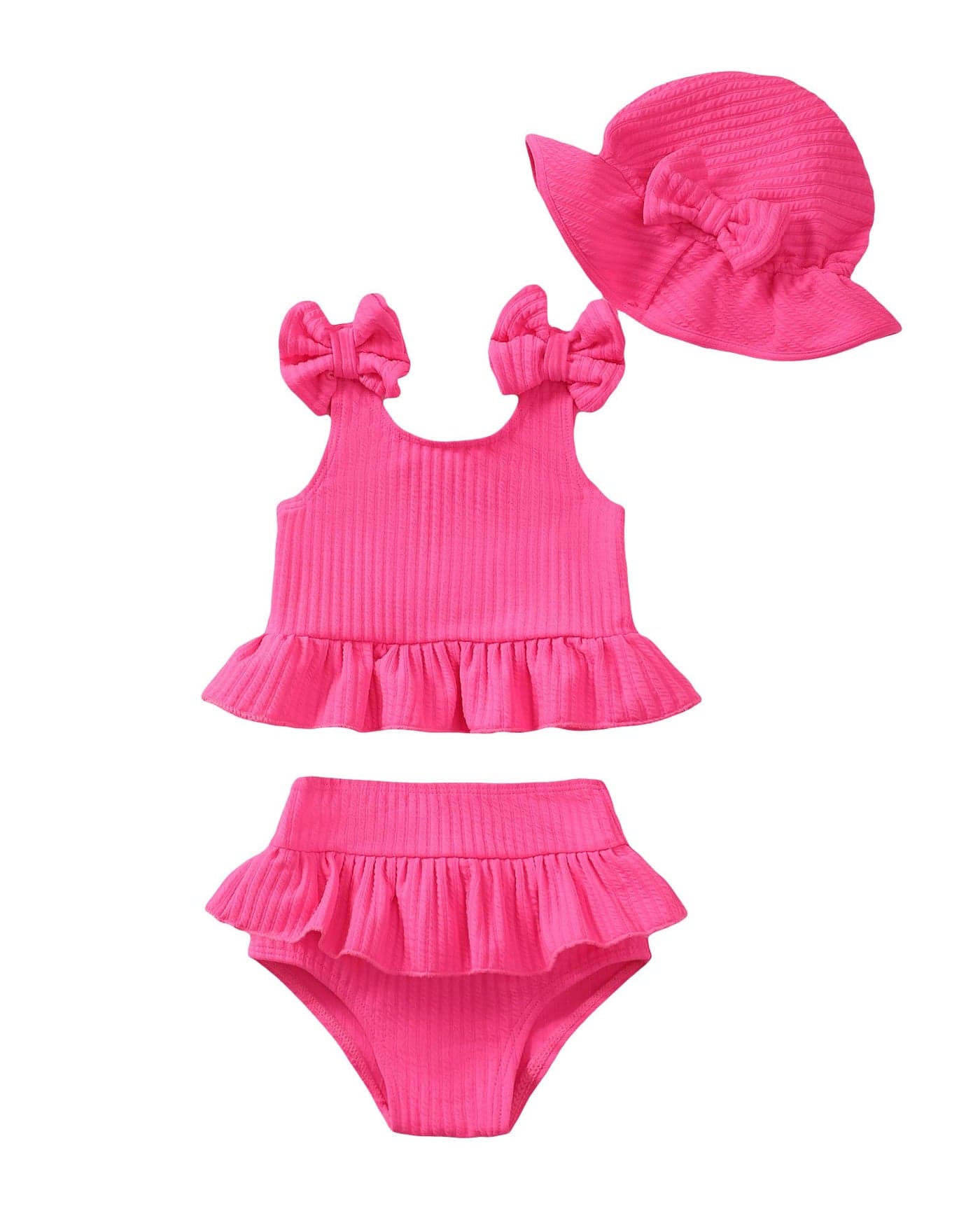 Mioglrie Baby Girl Swimsuit 12-18 Months Toddler Bathing Suit Two Piece Rose Pink Tankini Baby Girl's Swim Suit Summer Beach Bikini Set