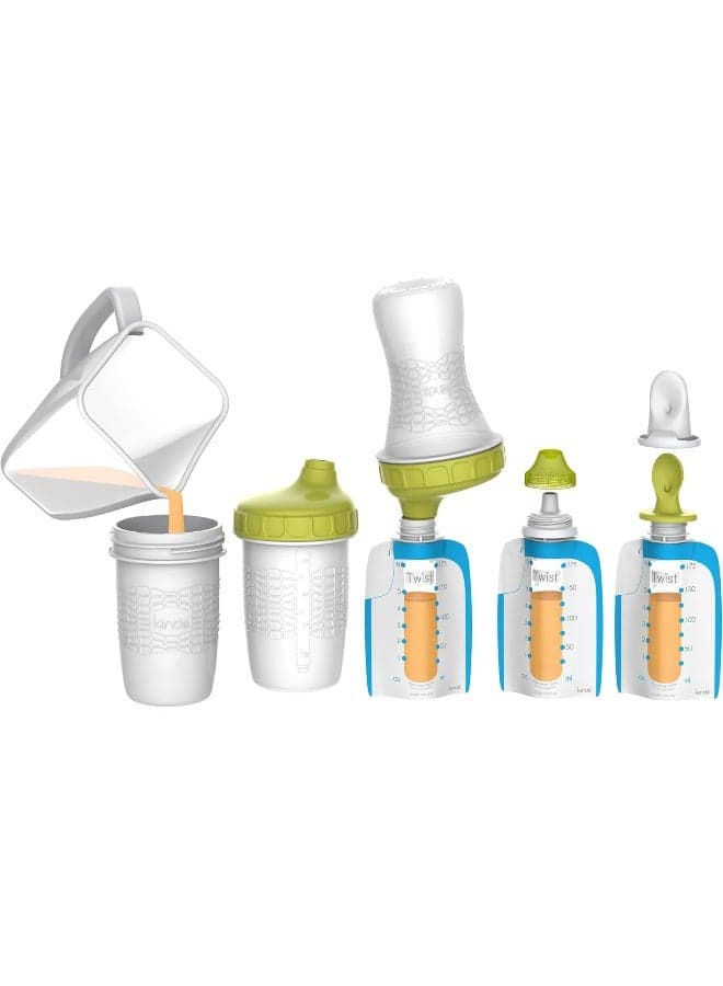Kiinde Foodii Baby Food Maker System for Homemade Squeeze Pouches with Reusable Spouts, Spoons, Food Storage Pouch Starter Kit for Babies and Toddlers