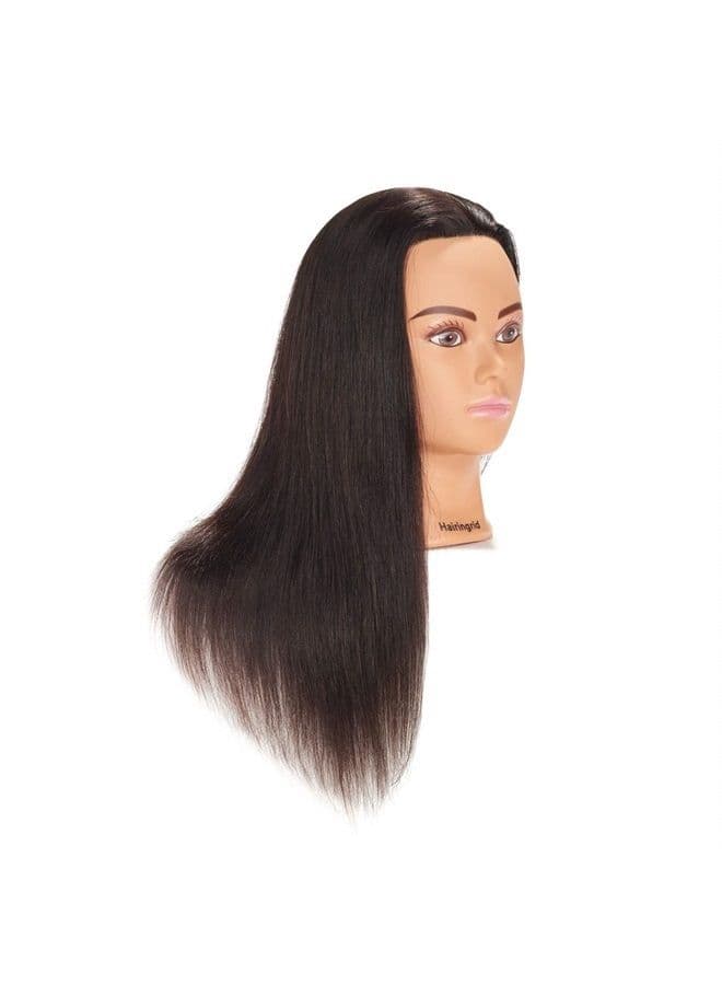 Mannequin Head 20"-22" 100% Human Hair Hairdresser Cosmetology Mannequin Manikin Training Head Hair and Free Clamp Holder (1906LB0214)
