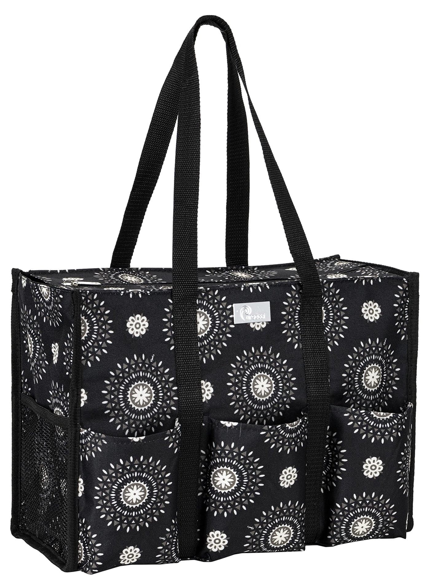 Pursetti Utility Tote with Pockets & Compartments-Perfect Nurse Tote Bag, Teacher Bag, Work Bags for Women & Craft Tote (Cool Mandala)