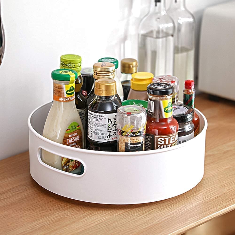 360 Rotating Kitchen Organizer Tray Lazy Susan Rack MultiPurpose Kitchen Storage Revolving Tray Cosmetic Organizer Rotating Tray Lazy Susan for Kitchen Cabinet Spice Rack