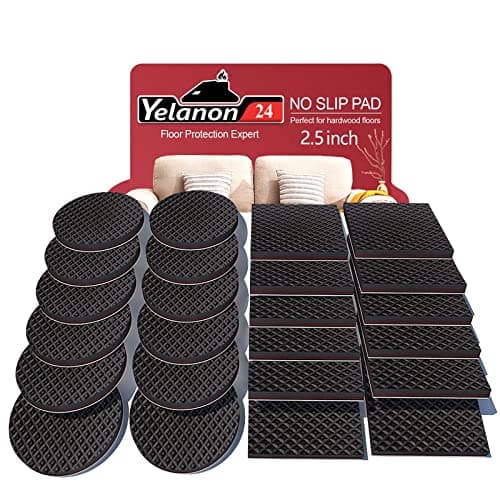 Yelanon Non Slip Furniture Pads -24 pcs 2.5" Furniture Grippers, Non Skid for Furniture Legs,Self Adhesive Rubber Furniture Feet, Anti Slide Furniture Hardwood Floor Protector for Keep Couch Stoppers
