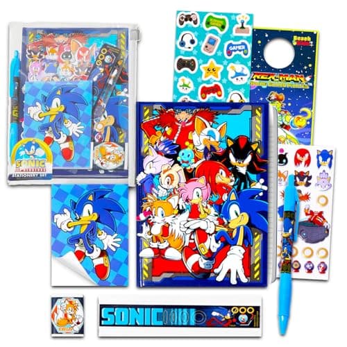 Sonic The Hedgehog Stationery Set for Kids Bundle with Sonic Notebook Notepad Pen Stickers More Journal Set for Boys