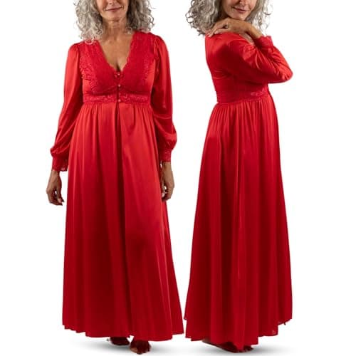 Shadowline Women's Plus-Size Silhouette 54 Inch Long Sleeve Coat, Red, 3X