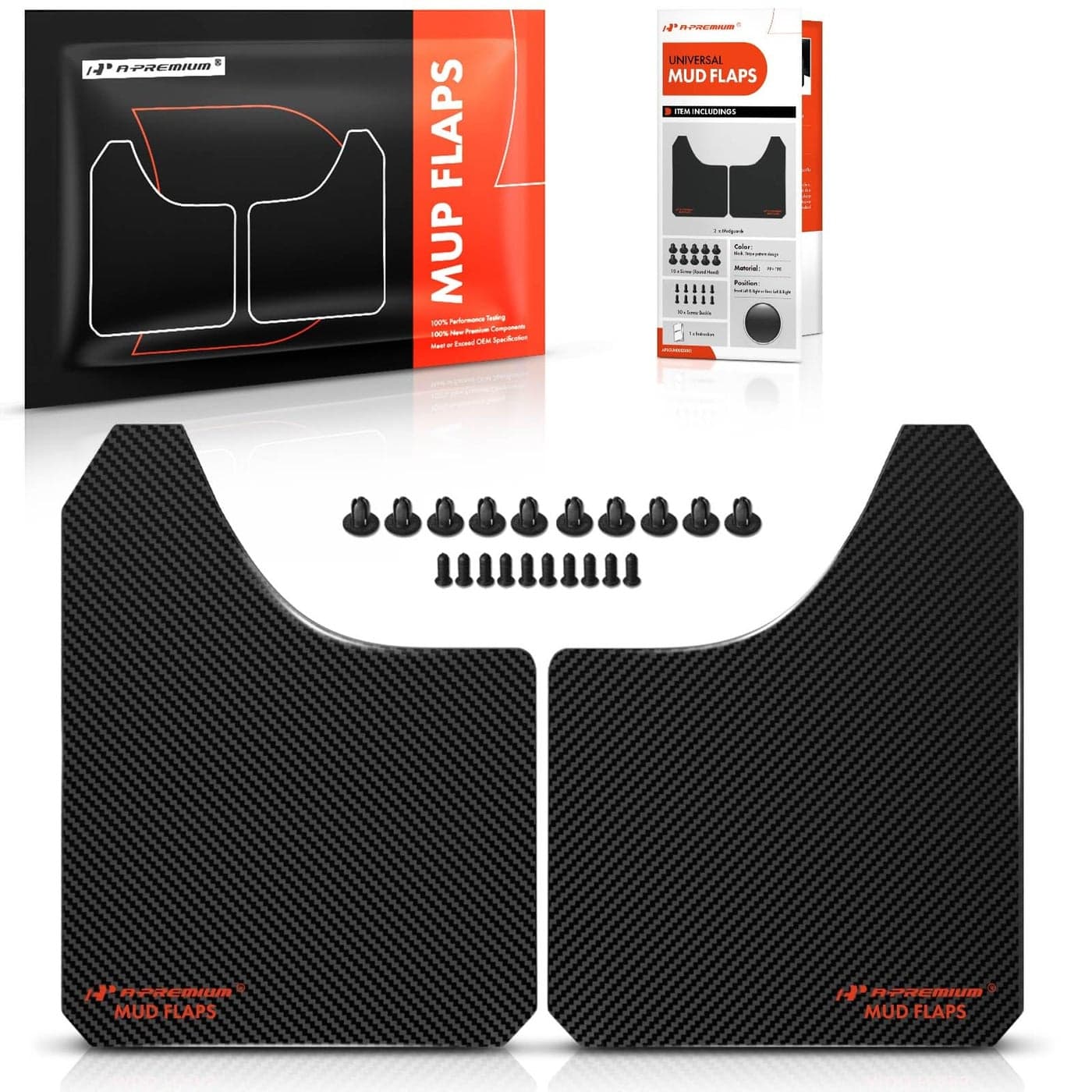 APremium 2 Pcs Black Universal Splash Guards Mud Flaps Mudflaps Mudguard Fender Flares for Car Pickup Truck SUV with Hardware