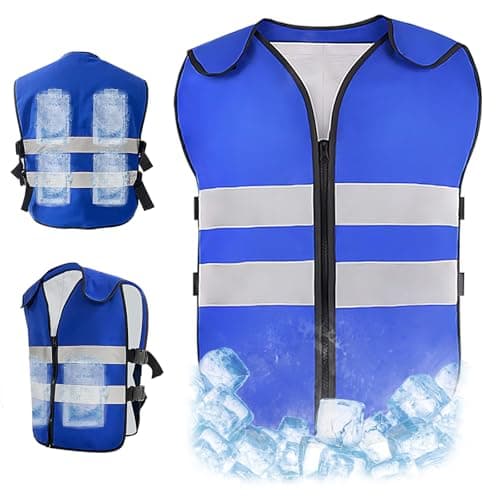 VVHOOY Cooling Vest for Men&Women,Reflective Ice Vest with 20 PCS Reusable Ice Packs,Adjustible Cool Jacket for Mascots,Working,Fishing,Cycling,Running,Cooking,Motorcycle in the Heat