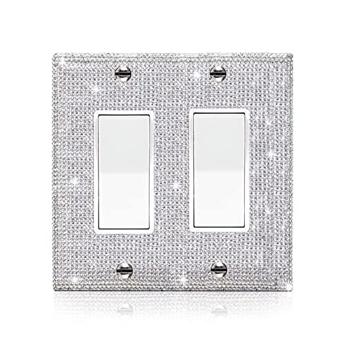 Shiny Silver Wall Plate Cover Decorative Light Switch Cover Single Toggle Rhinestones Outlet Cover