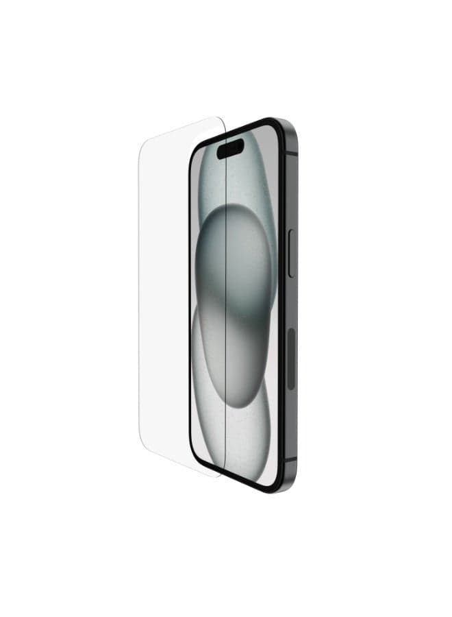 Screenforce Ultraglass 2 Treated Iphone 15 Screen Protector, Scratch-Resistant, 9H Hardness Tested Glass, Slim Design, Full Screen Coverage, Includes Easy Align Tray For Bubble-Free Application Clear