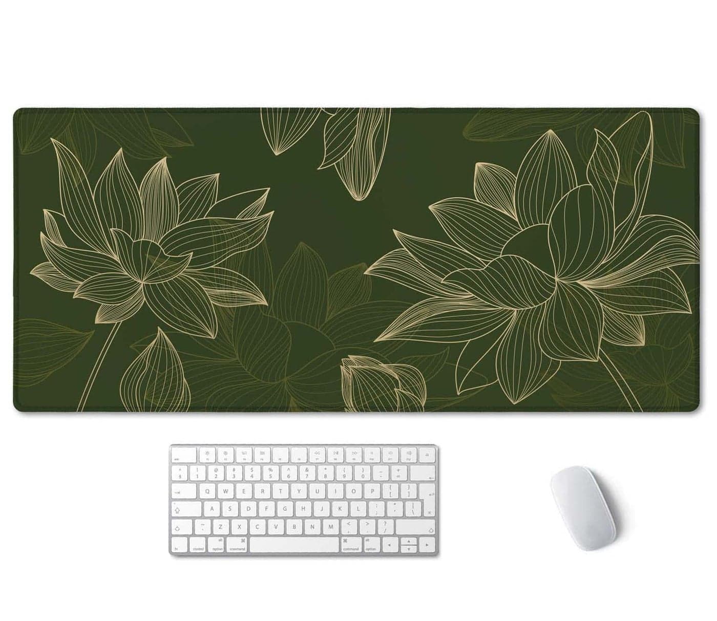 SSOIU Green Floral Desk Mat - Modern Gaming Mouse Pad, Large XXL Size, 35.5" x 15.7