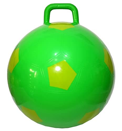 AppleRound Space Hopper with Pump in Soccer Ball Style 15in 38cm Diameter for Ages 36 Kangaroo Bouncer Hoppity Hippity Hopball Siton Bouncy Ball with Handle