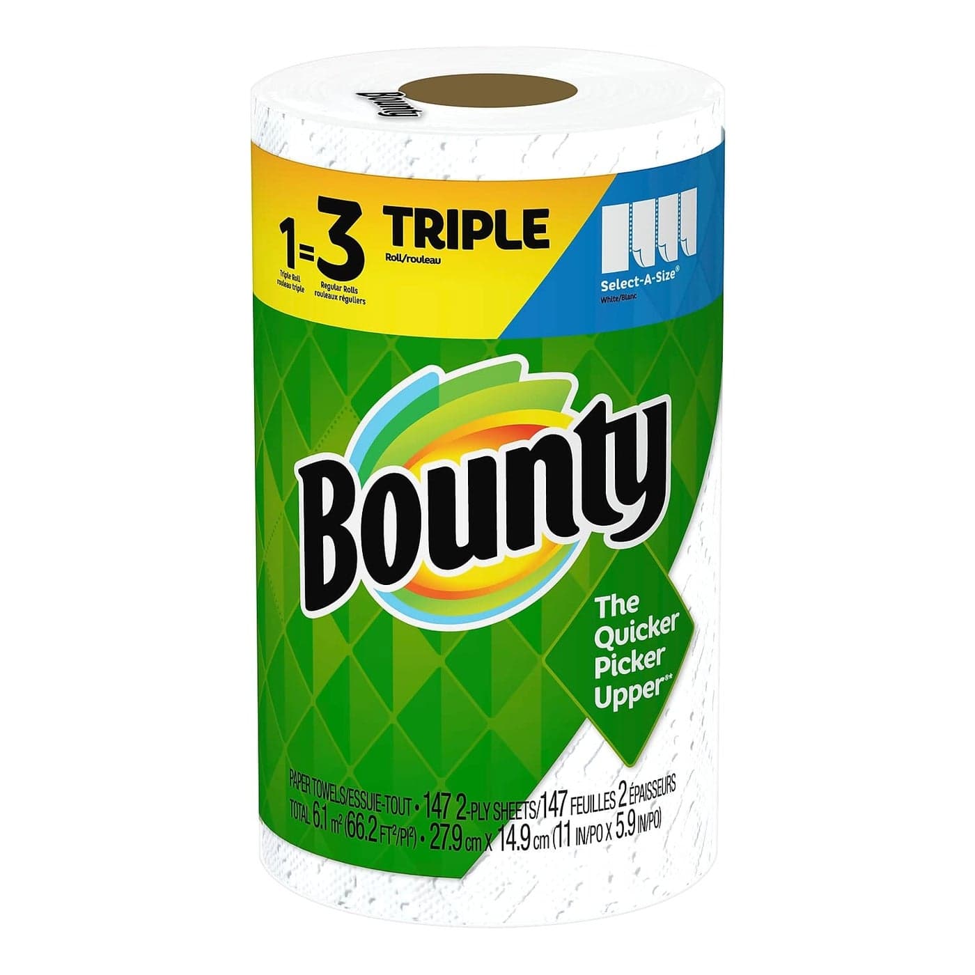 Bounty SelectASize Kitchen Rolls Paper Towel 2Ply White 147 SheetsRoll 12 RollsCarton 66980