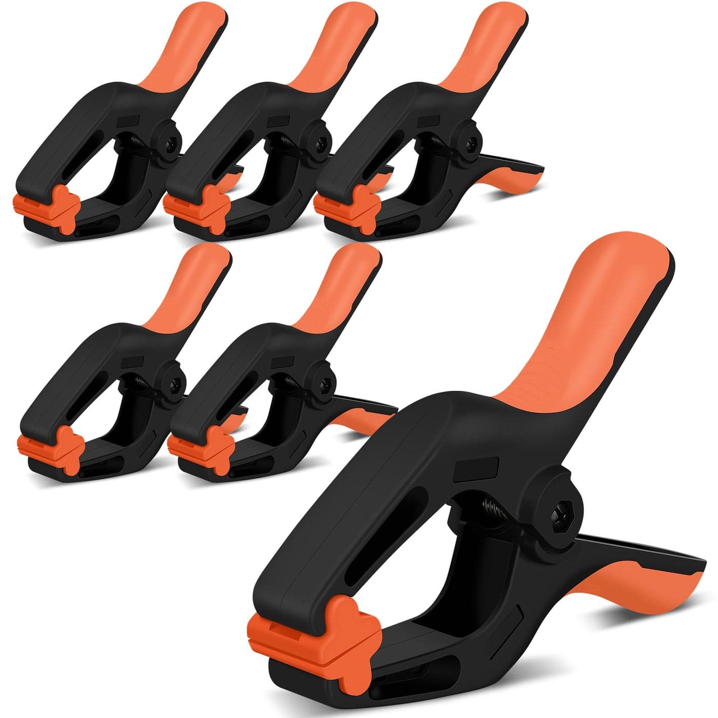 HORUSDY 6Pack Spring Clamps Heavy Duty 7inch Large Plastic Clamps for Crafts with 37 Inch Jaw Opening for DIY Gluing Clamping and Securing