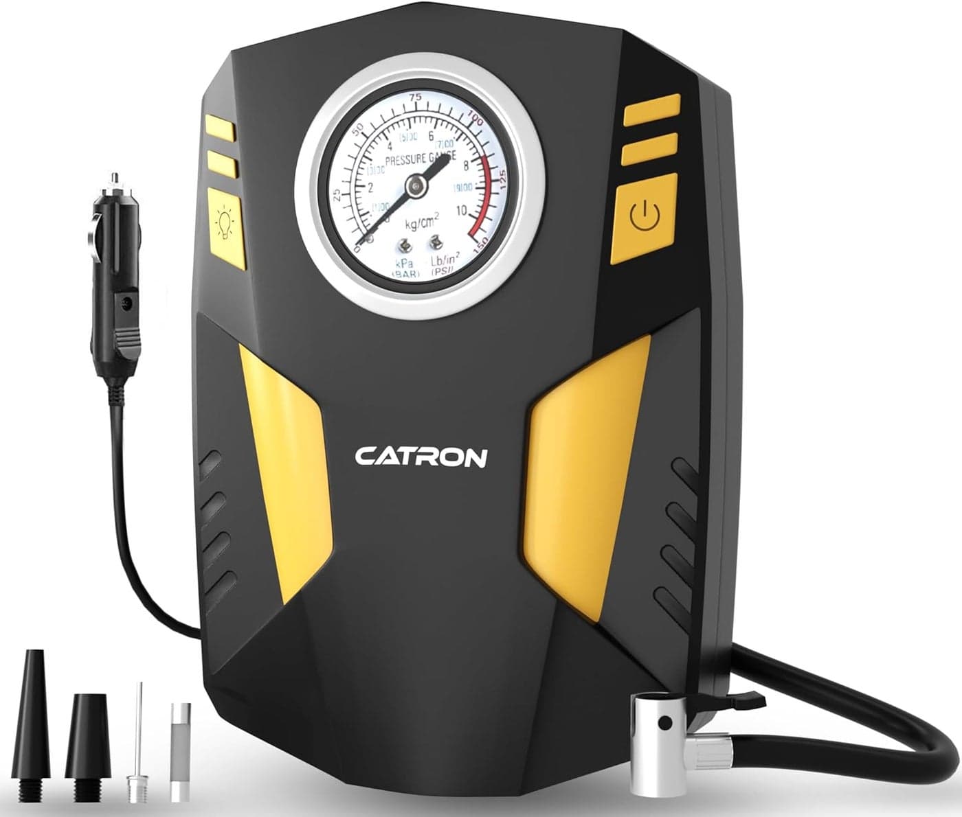 Catron Tyre Inflator for Car - 12V DC, 150 PSI, Portable Air Pump with LED Flashlight