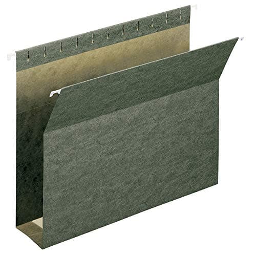 Smead Supplies Extra Capacity Hanging File Folders, 25 Reinforced Hang Folders, Heavy Duty 3 Inch Expansion, Designed for Bulky Files and Charts, Letter Size, Standard Green, 25 Pack (64279)