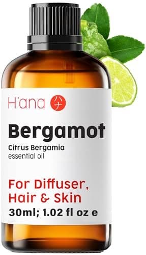 H'ana Bergamot Essential Oil - 1.02 Fl Oz - for Hair, Skin, Diffuser, Aromatherapy, DIY Candle & Soap Making