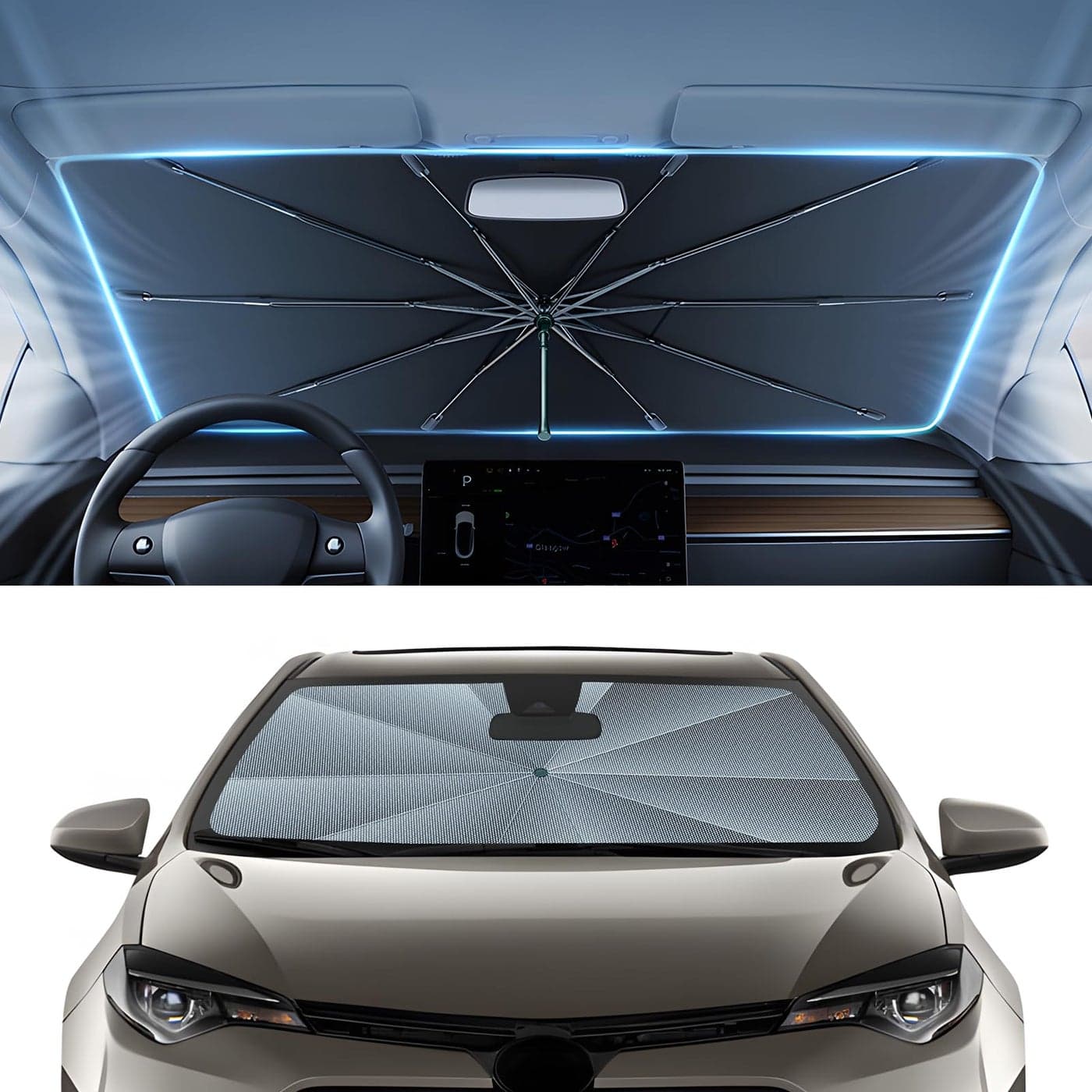 Autorder Windshield Sun Shade Umbrella for 20142018 Toyota Corolla AccessoriesUpgraded Ice Crystal MaterialEasy Setup Umbrella Sunshade for Car Windshield100 Sun Blocking
