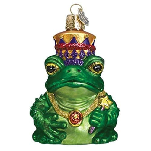 Old World Christmas Frog King Glass Blown Ornament for Christmas Tree Handcrafted Holiday Decoration Wildlife Animal Collection