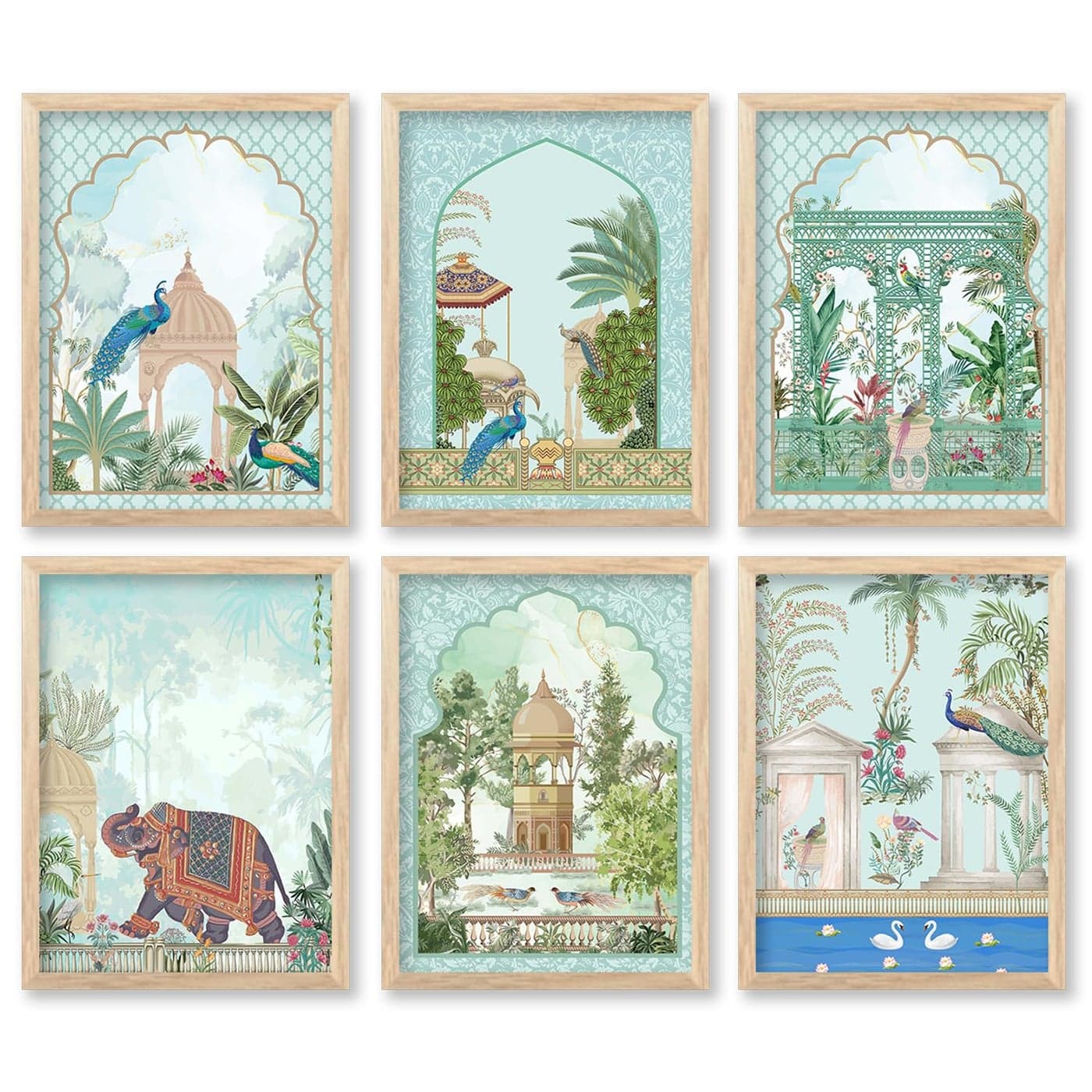 kotart Painting for wall Hanging Traditional Indian Art Pichwai wall Dcor PaintingsTraditional Indian Art Pichwai wall Dcor Paintings Traditional wall Poster With frames Set of 6 10x13 inch B