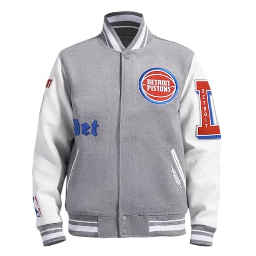 Pro Standard Mens NBA Detroit Pistons Old English Varsity Jacket