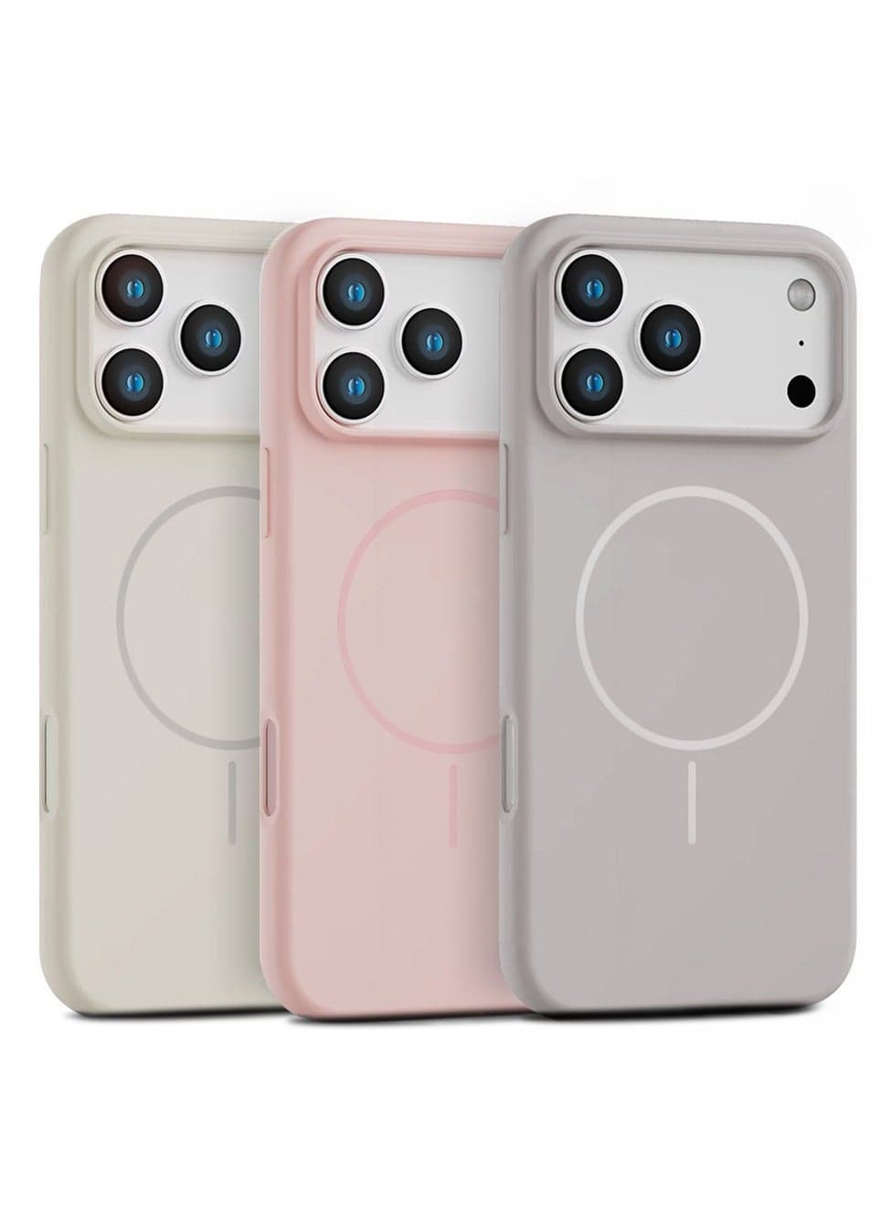 (Pack of 3) Magnetic Silicone Case For iPhone 17 Pro Max |Compatible with MagSafe | Liquid Silicone Material Anti-Scratch Microfiber Lining Phone Cover with Camera Lens Protection - Multicolor