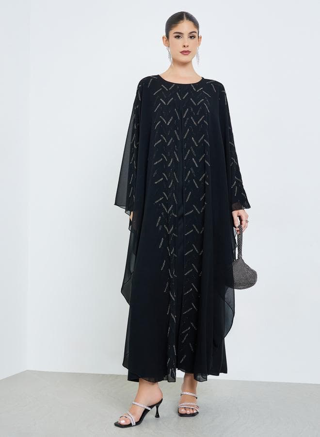 Black Studded Front Panel Jalabiya