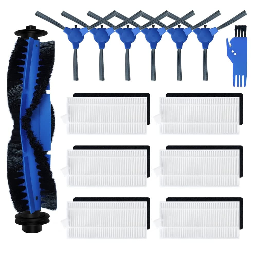 Spare Accessories Compatible with eufy 11S 25C 30C Slim Robotic Vacuum Cleaner NOT for MaxGL Series Replacement Parts Include 1 Roller Brush 6 Edge Brushes 6 Filter Foam Kit
