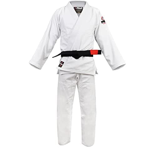 FUJI Kids All-Around Brazilian Style Jiu Jitsu Uniform with C0-Sized White Belt, White, Size C1