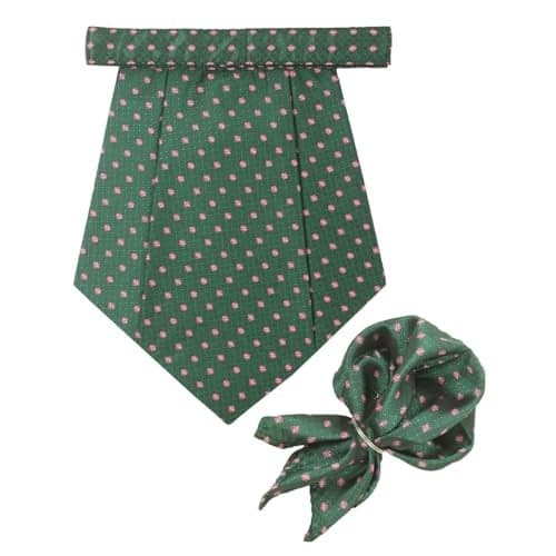 Kavove The Elegant Floral Green Cravat & Pocket Square set