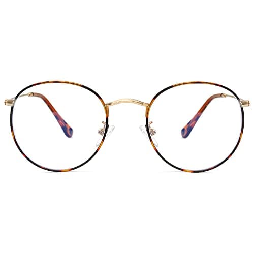 Kursan Classic Round Clear Lens Glasses for Women Men Circle Metal Frame Non-Prescription Eyeglasses (Gold Tortoise)