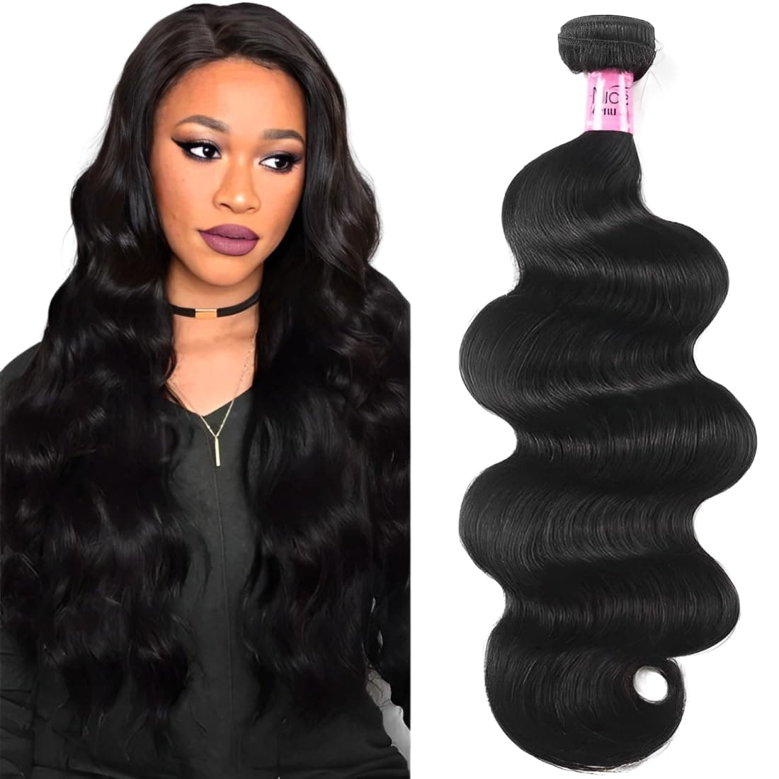 UNice Hair Brazilian Body Wave Human Hair 1 Bundle 100 Unprocessed Virgin Human Hair Weave Extensions Natural Black Color Can be Dyed and Bleached 16 inch