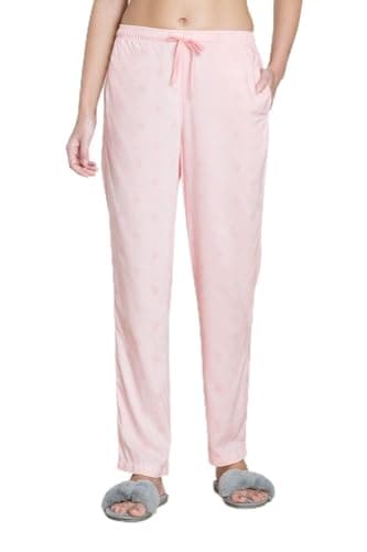 Van Heusen Women Lounge Pyjamas - 100% Modal - Allover Print, Functional Pocket, Ultra Soft, Drawstring Waist_55306_Pastel Mammalian_L Pink Blush
