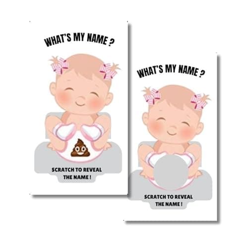 Craftmind What's in My Diaper Baby Shower Scratch Off Game | 24 Cards - 2 Winner | Baby Shower Games | Dirty Diaper Game (Girl Edition)