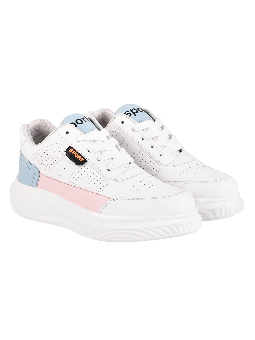 Shoetopia Smart Casual Comfortable White Sneakers for Women & Girls /UK8