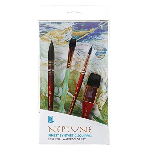 Princeton Neptune Watercolor Brush Set, Synthetic, 4 Piece, 1 Count