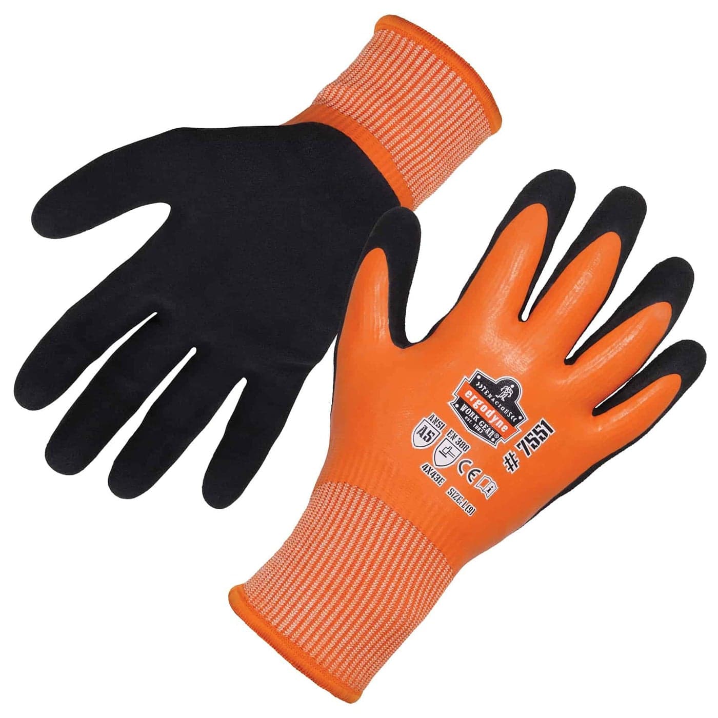 Ergodyne unisex adult ANSI A5 Coated Waterproof CR Gloves Orange XLarge Pack of 1 US 7551