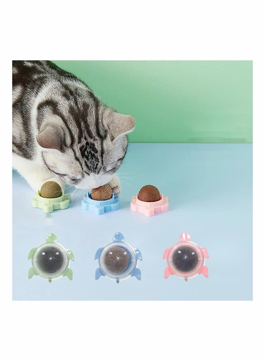 Catnip Wall Ball Set - 3-Piece Edible Cat Toys, Rotatable Wall Decor Licking Toys, Dental Cleaning Chew Toys, High-Flowing Cat Wall Games, Bestselling Cat Licking Toys