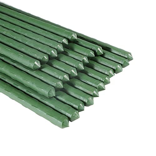 Garmeinea Garden Stakes 24 Inches Plastic Coated Steel Plant Stakes for Growing Climbing Plants Pack of 25