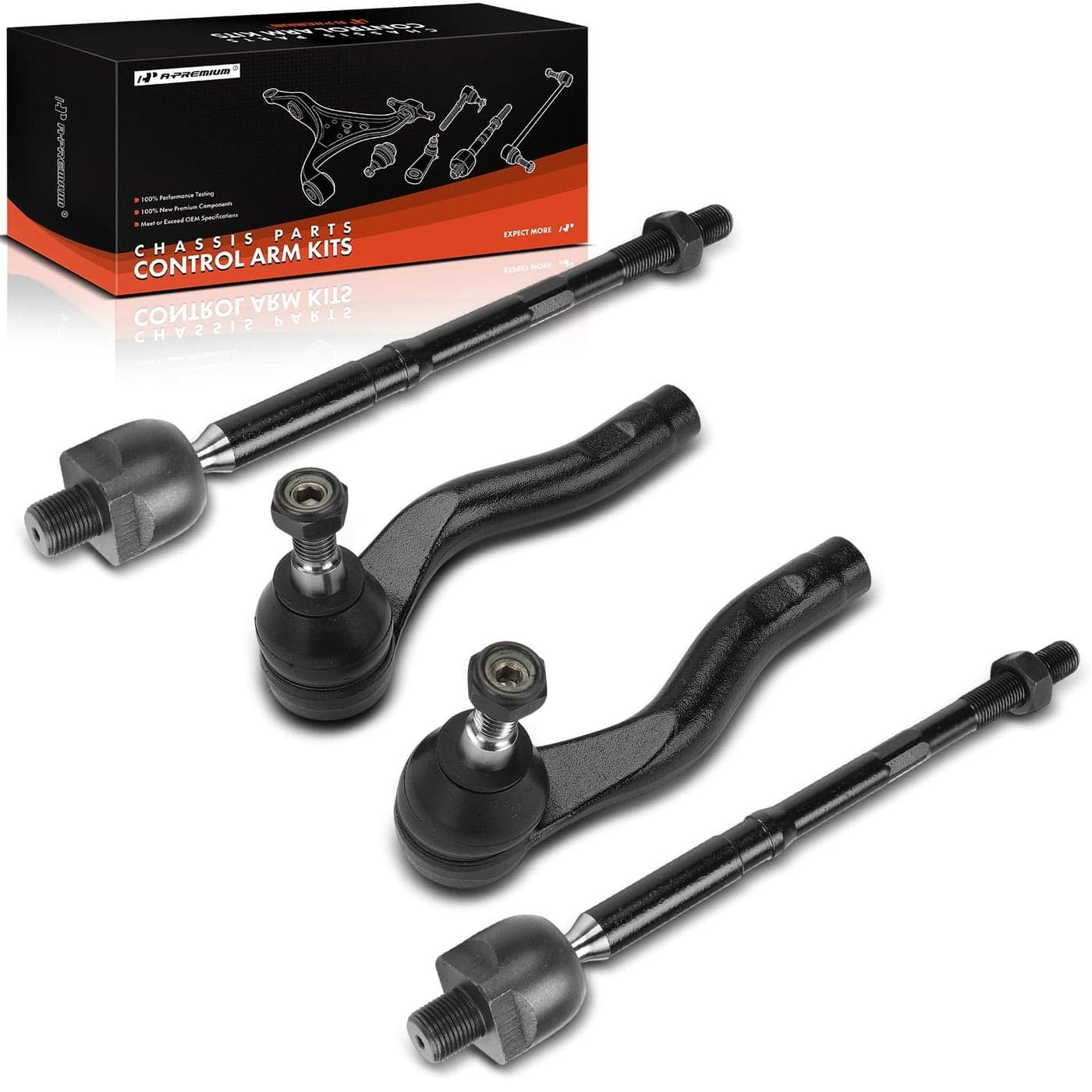 APremium Set of 4 Front Inner Outer Tie Rod End Kit Compatible with Chevrolet Caprice 20112013 Pontiac G8 20082009