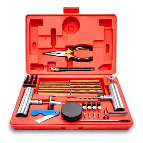 TOOLUXE 50003L Universal Heavy Duty Tire Repair Kit 57 Piece Value Pack Fix Punctures and Plug Flats Ideal for Cars Trucks Motorcycle ATV Jeeps Off Road Vehicles RV Tractors