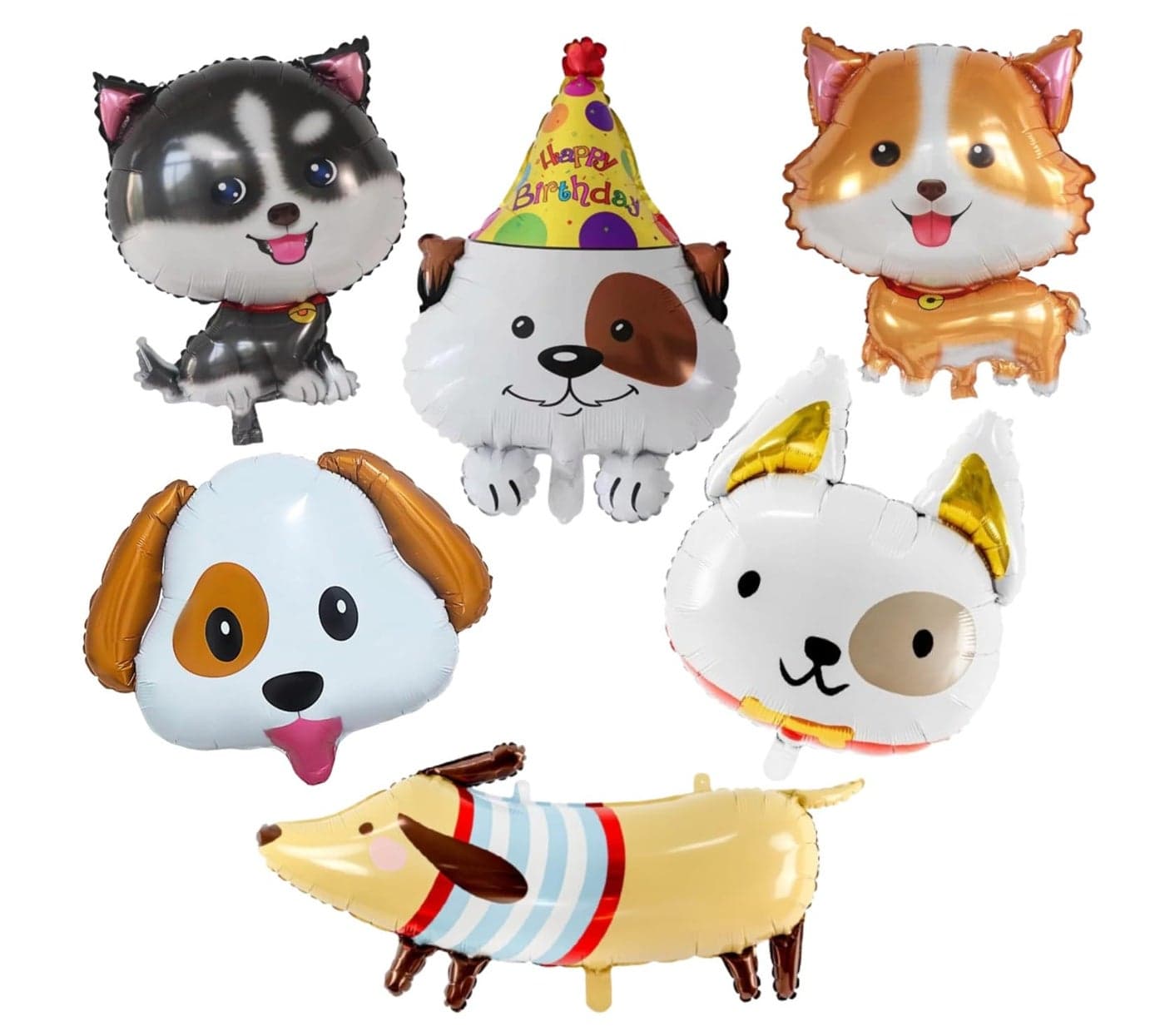 Atpata Funky Dog Birthday Celebration LETS PAWTY/WOOF/FUREVER YOUNG 16 INCH Text Foil Balloons Set (Dog Birthday Party)